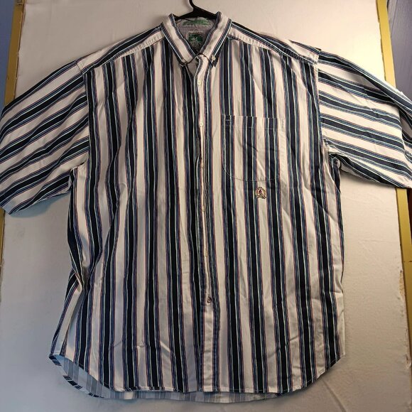 Vintage 90’s McIntosh & Seymour World Soccer Striped Button Up Shirt Size XL - Picture 1 of 11